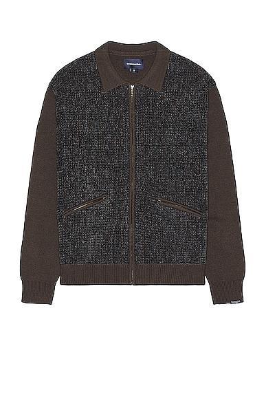 thisisneverthat Velvet Knit Zip Polo in Brown Product Image