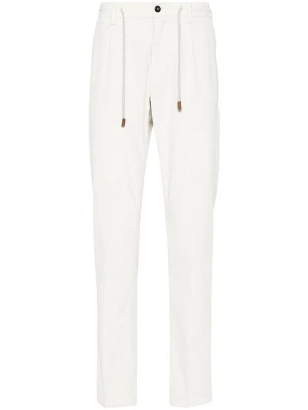 Twill Tapered-leg Trousers In Neutrals Product Image