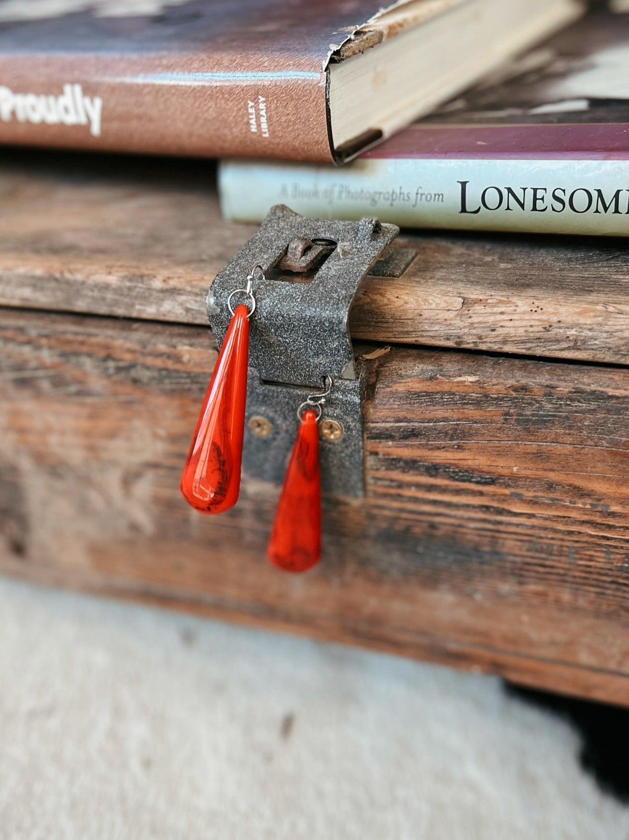 Thick Red Dangle Earrings Product Image