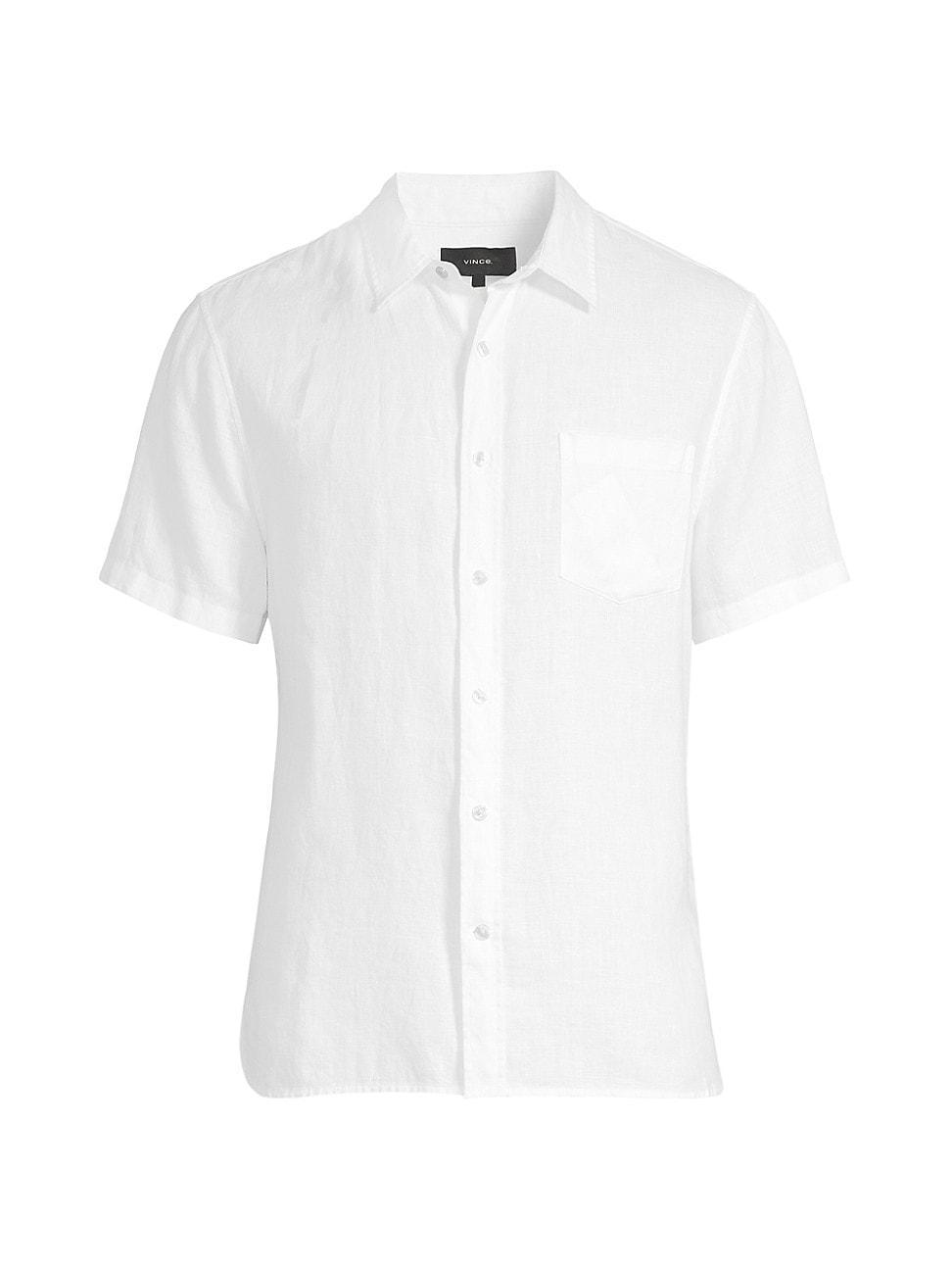 Vince Classic Fit Short Sleeve Linen Shirt Product Image