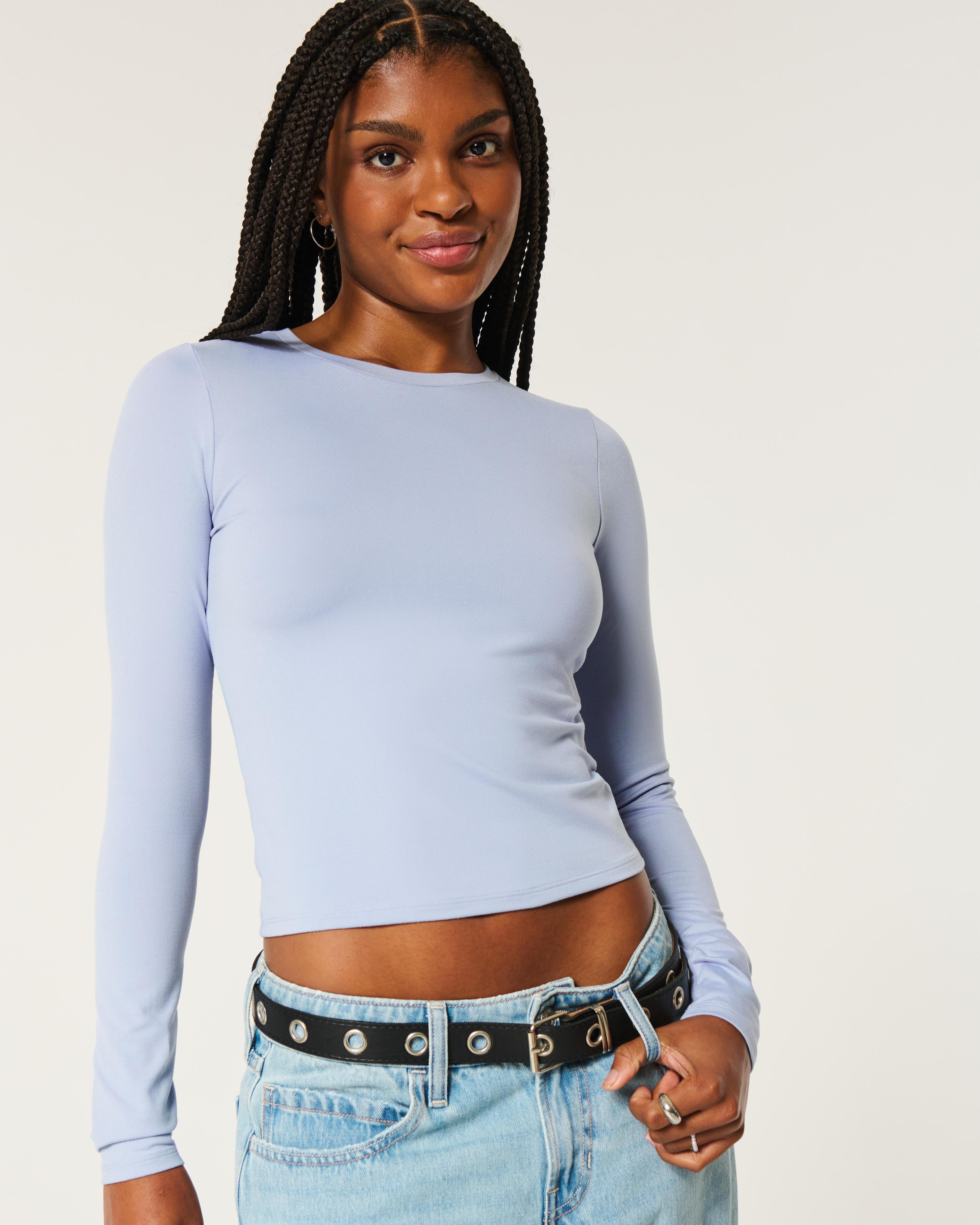 Soft Stretch Seamless Fabric Long-Sleeve Crew Top Product Image