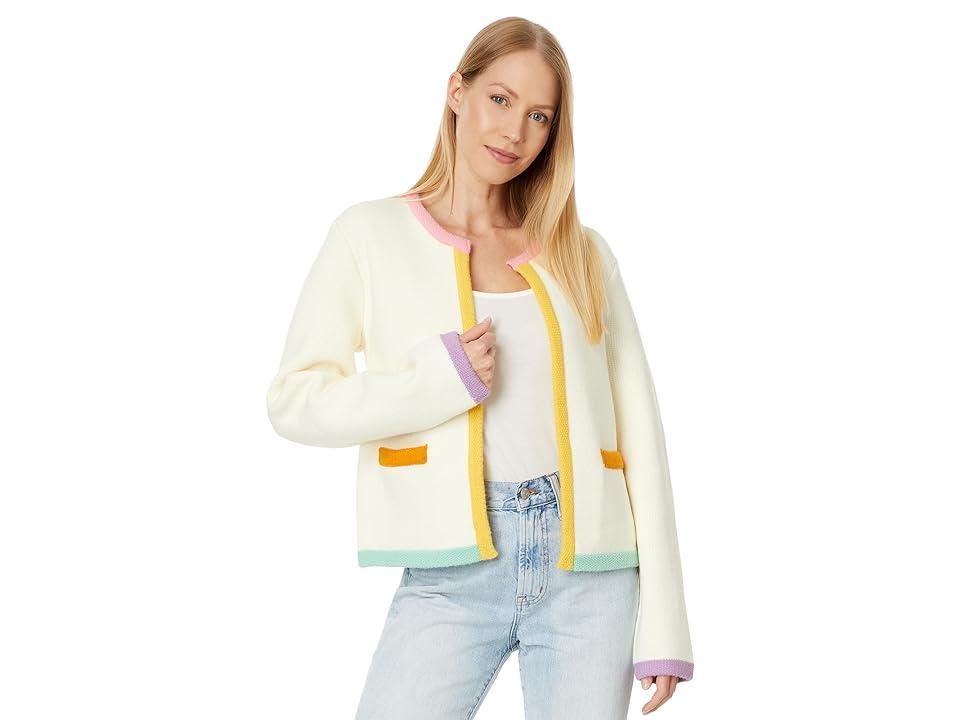 English Factory Color Block Sweater Cardigan (Off Women's Sweater Product Image