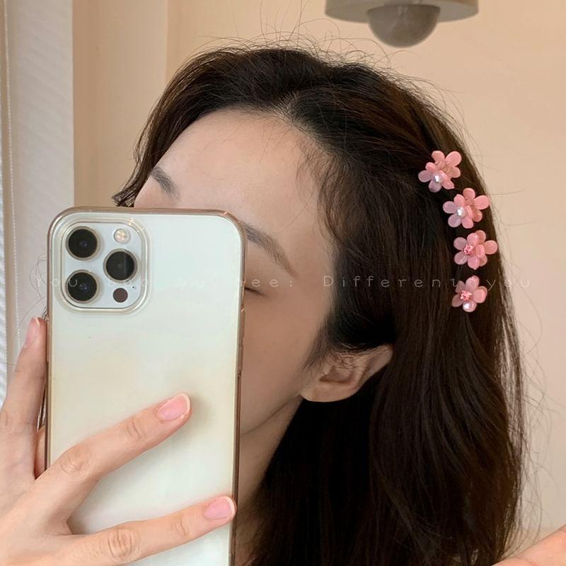 Faux Pearl Flower Acrylic Mini Hair Claw Product Image