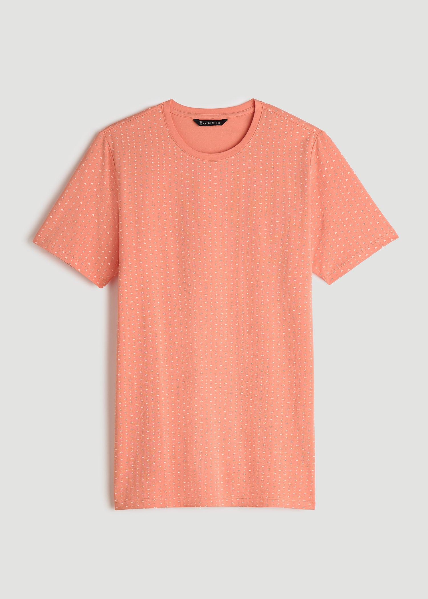 Stretch Pima Cotton Printed Tee for Tall Men in Apricot Mini Floral Male Product Image