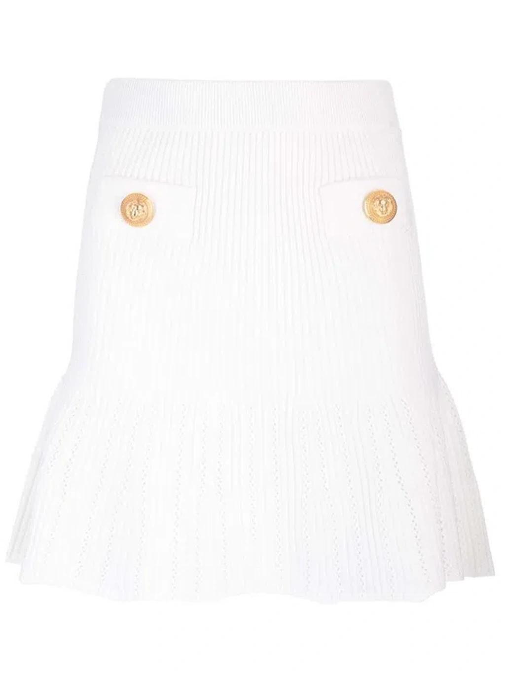 Knitted Skater Mini Skirt In White product image