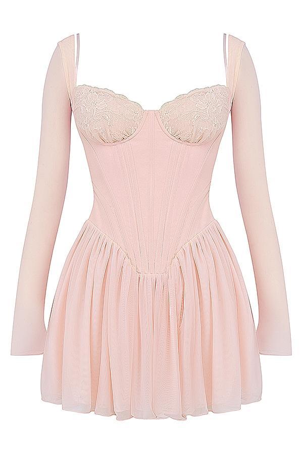 Vivi Soft Peach Corset Mini Dress Product Image