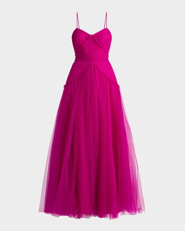 Sleeveless Pleated Tulle Gown Product Image