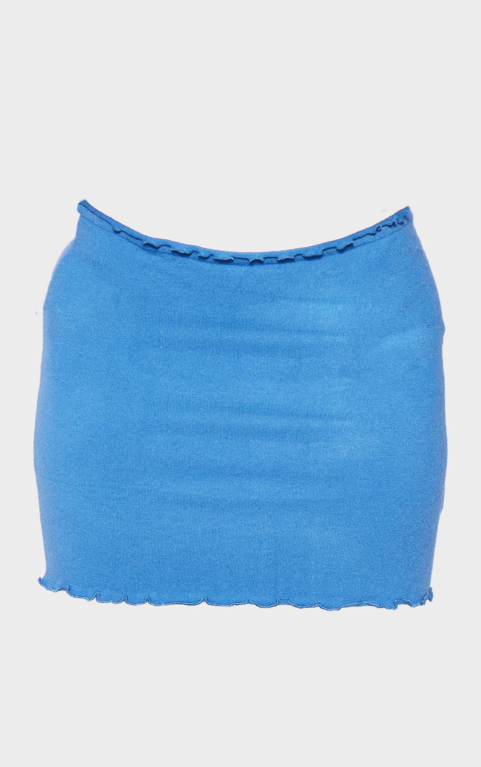 Plus Navy Soft Knit Scallop Edge Micro Mini Skirt Product Image