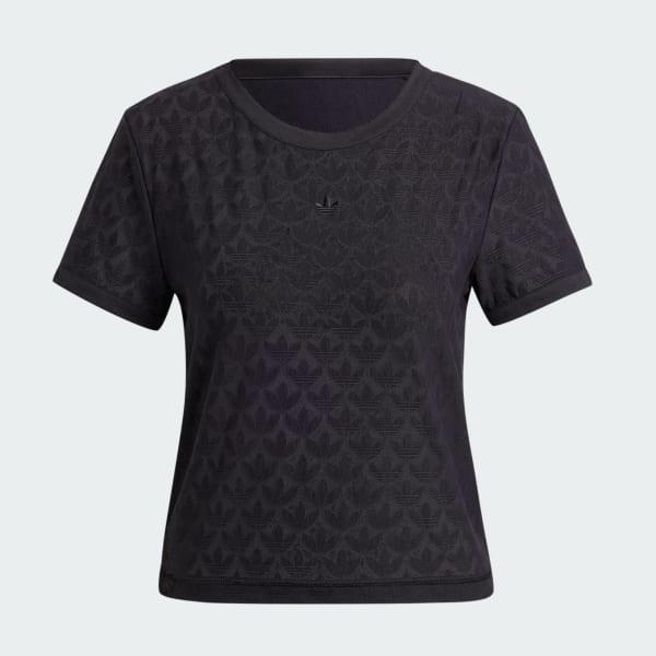 Fashion Monogram Lace Cropped Tee Product Image