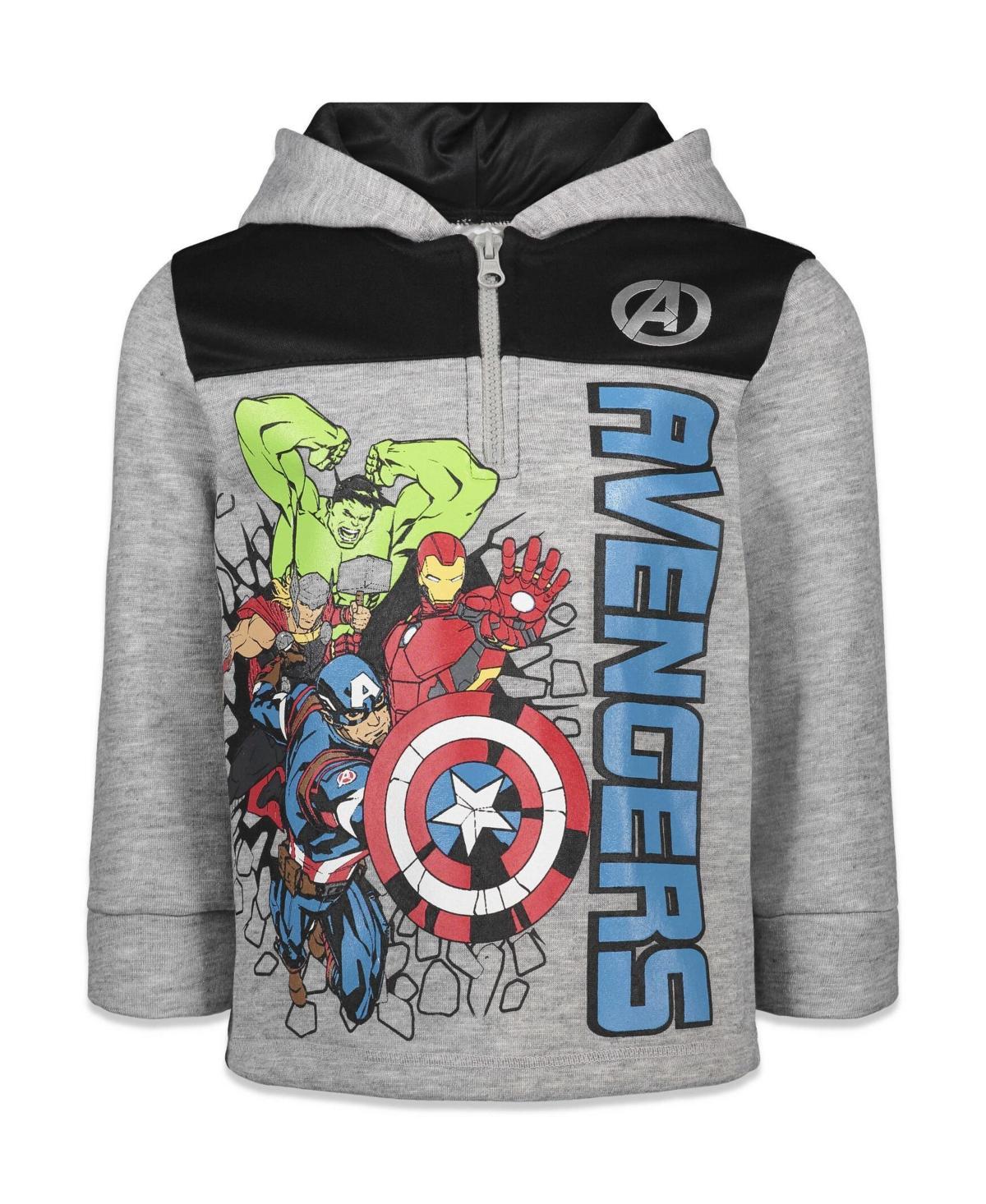 Marvel Boys Spider-Man Spider-Verse Avengers Hulk Black Panther Miles Morales Fleece Half Zip Hoodie to Product Image