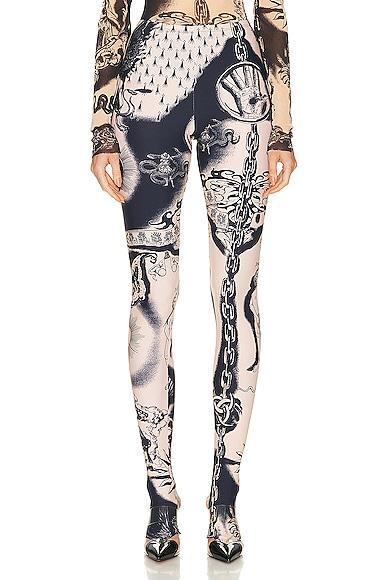 Jean Paul Gaultier Printed Heraldique Legging in Nude Product Image