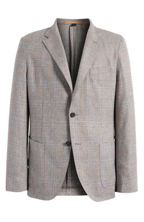 HUGO BOSS Boss Camel Heston Plaid Silk & Virgin Wool Blend Sport Coat In Open Green Product Image