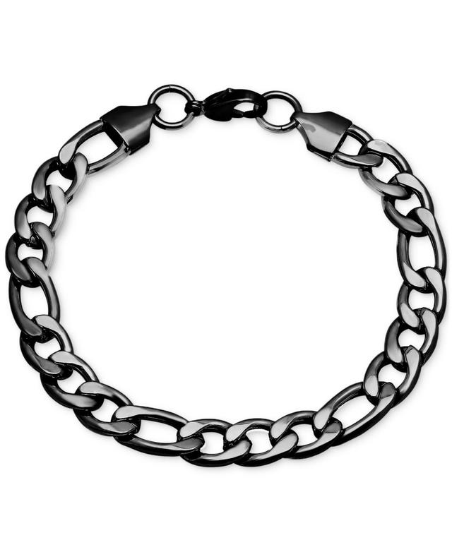 Steeltime Mens Black Ip Stainless Steel Franco Link Chain Bracelet Product Image