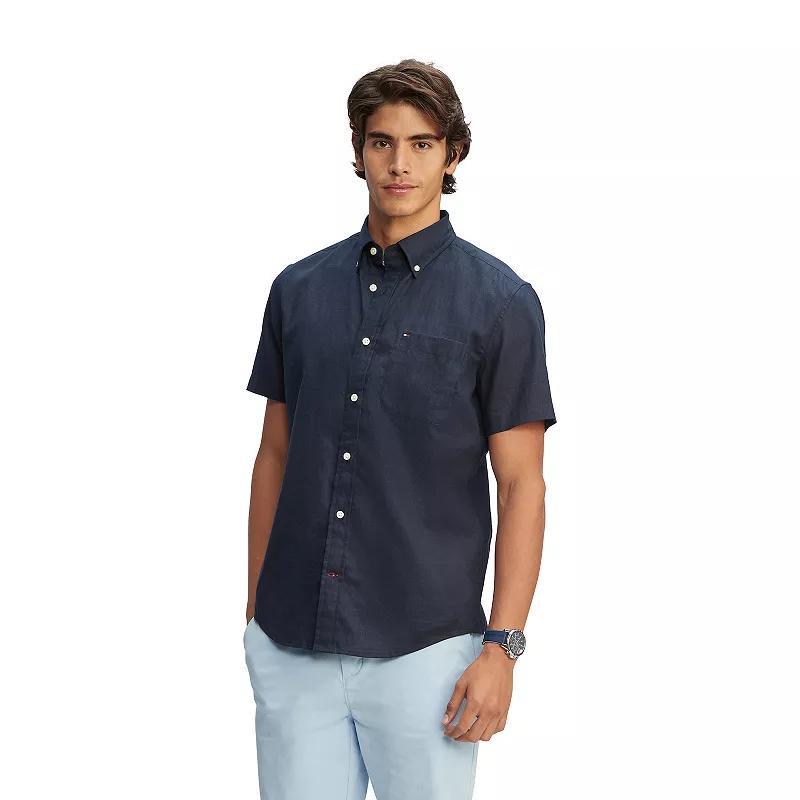 Mens Tommy Hilfiger Cotton Linen Custom Fit Shirt Product Image