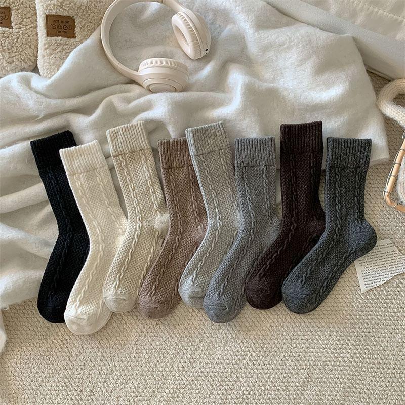 Plain Cable-Knit Socks product image