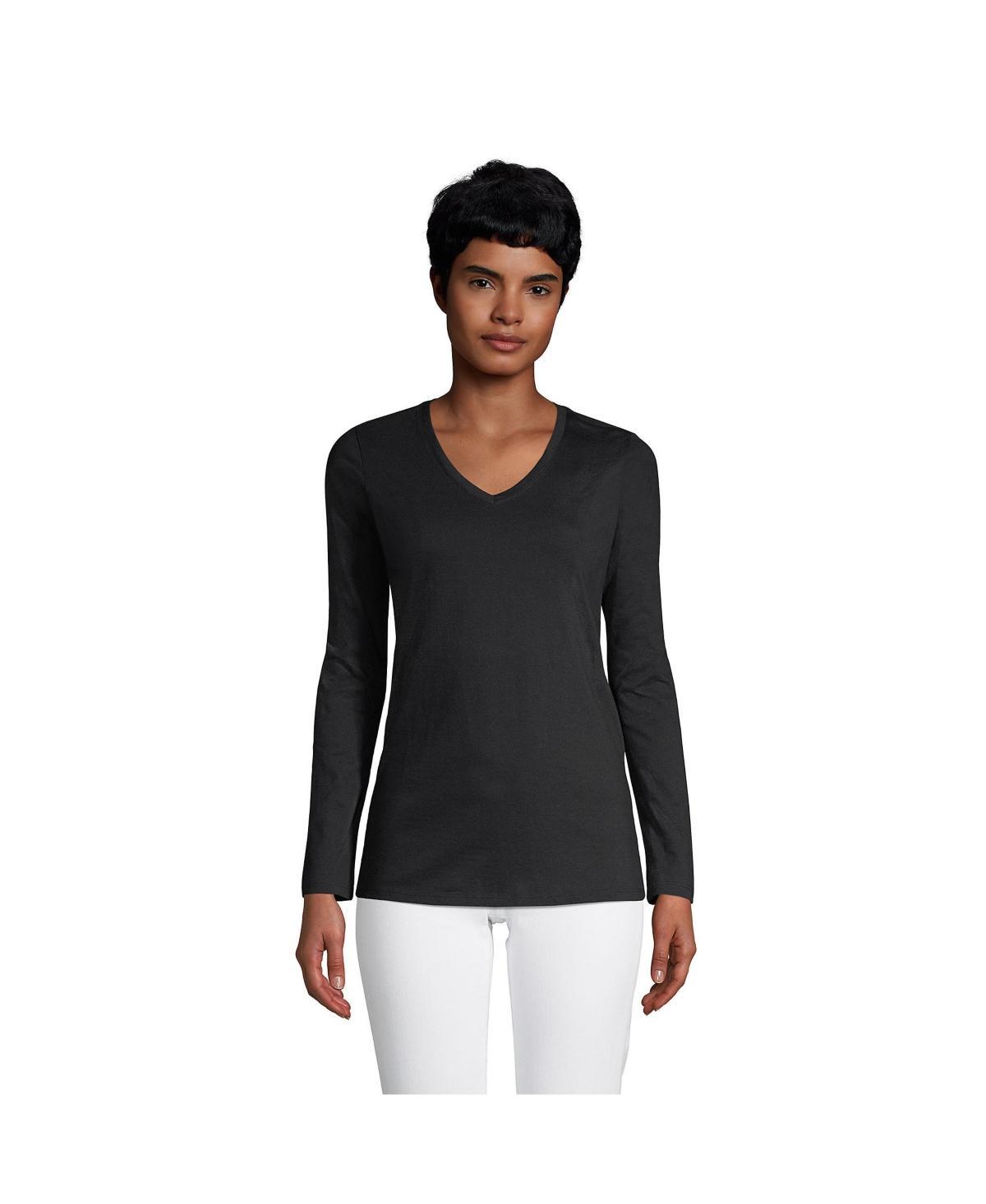 Lands End Womens Tall Relaxed Supima Cotton Long Sleeve V-Neck T-Shirt Product Image