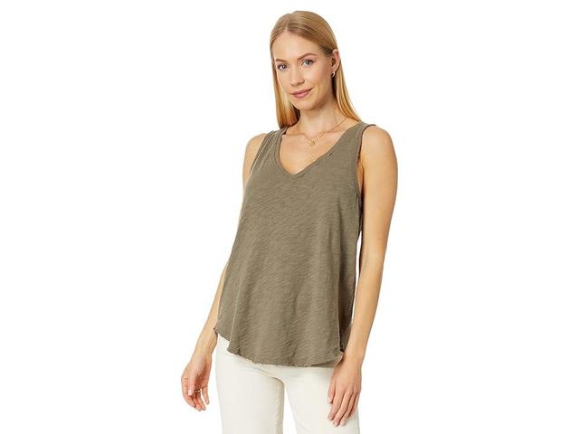 Dylan by True Grit Soft Slub Cotton Deep V Sleeveless Tank (Olive) Women's Clothing Product Image