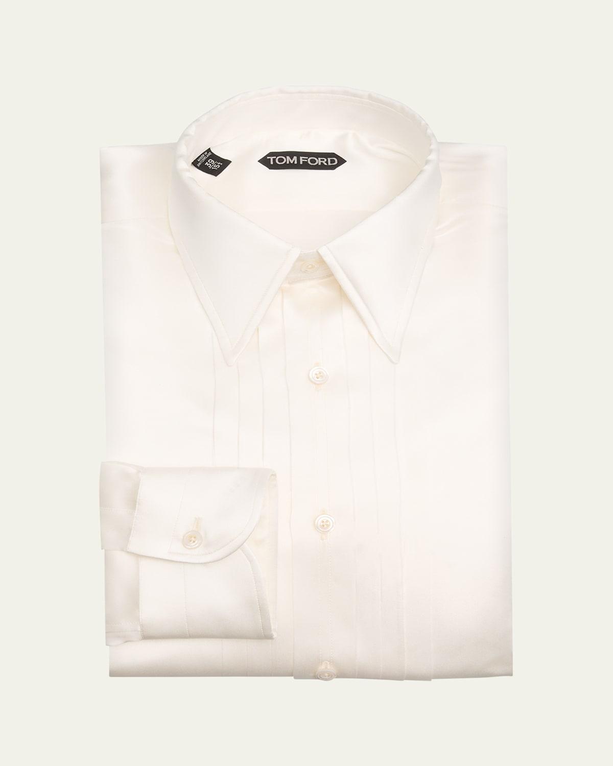 Mens Silk Charmeuse Pleated Dress Shirt Product Image