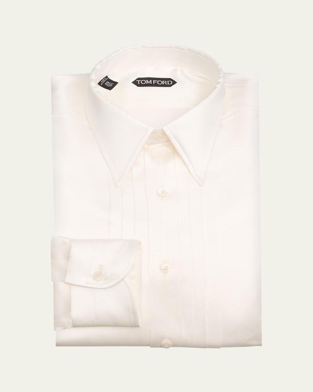 Mens Silk Charmeuse Pleated Dress Shirt Product Image