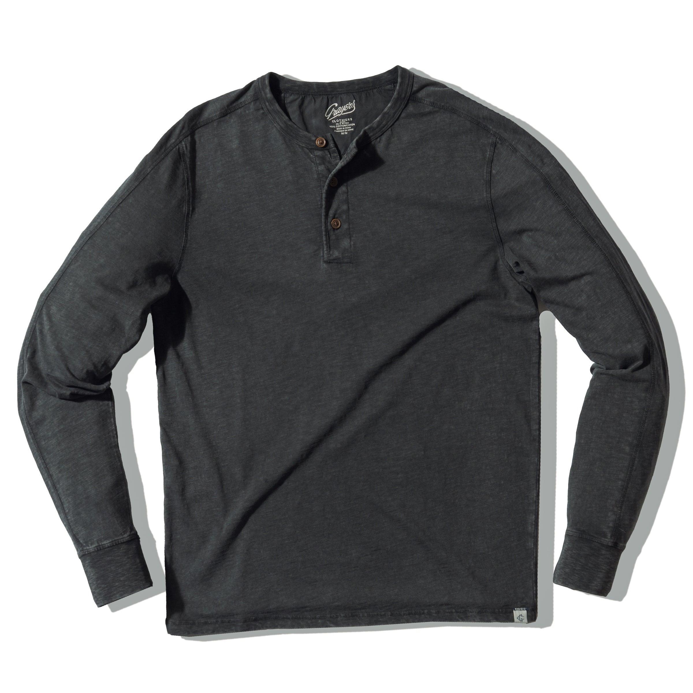 Hewitt Garment Dyed Henley - Washed Black product image