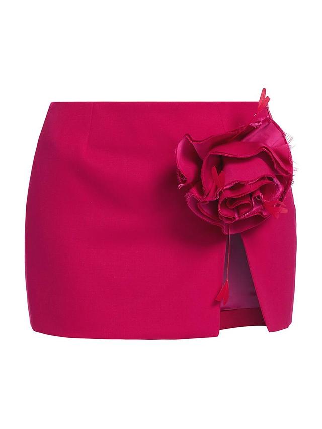 Womens Rosette Wool Slit Miniskirt Product Image