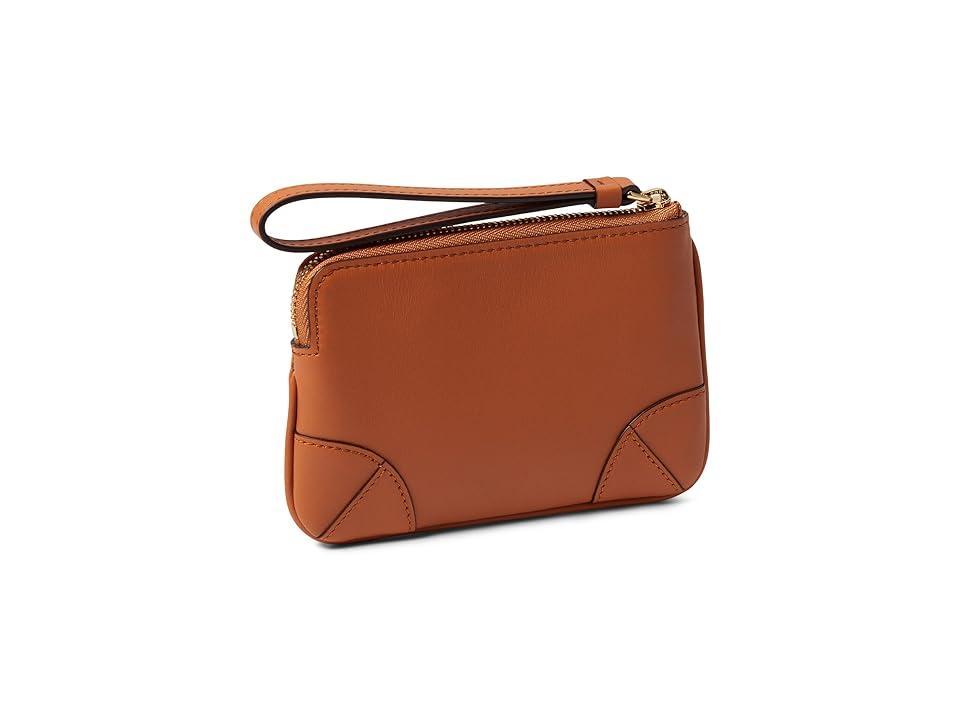 MCM Aren Leather Flat Pouch Extra Mini (Cognac) Handbags Product Image