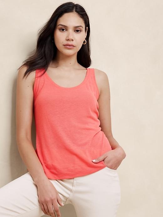 Linen-Blend Scoop-Neck Tank Product Image