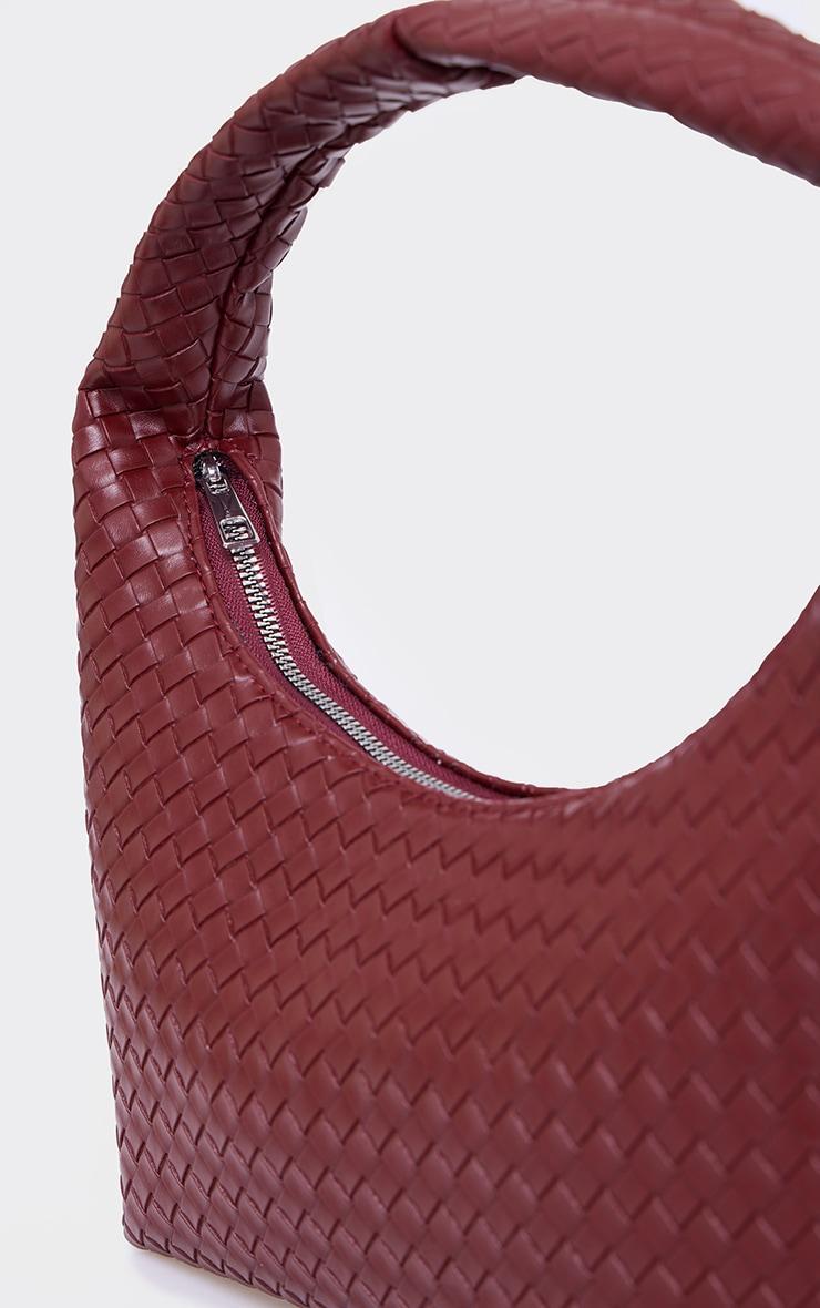 Burgundy Pu Weave Handbag Product Image