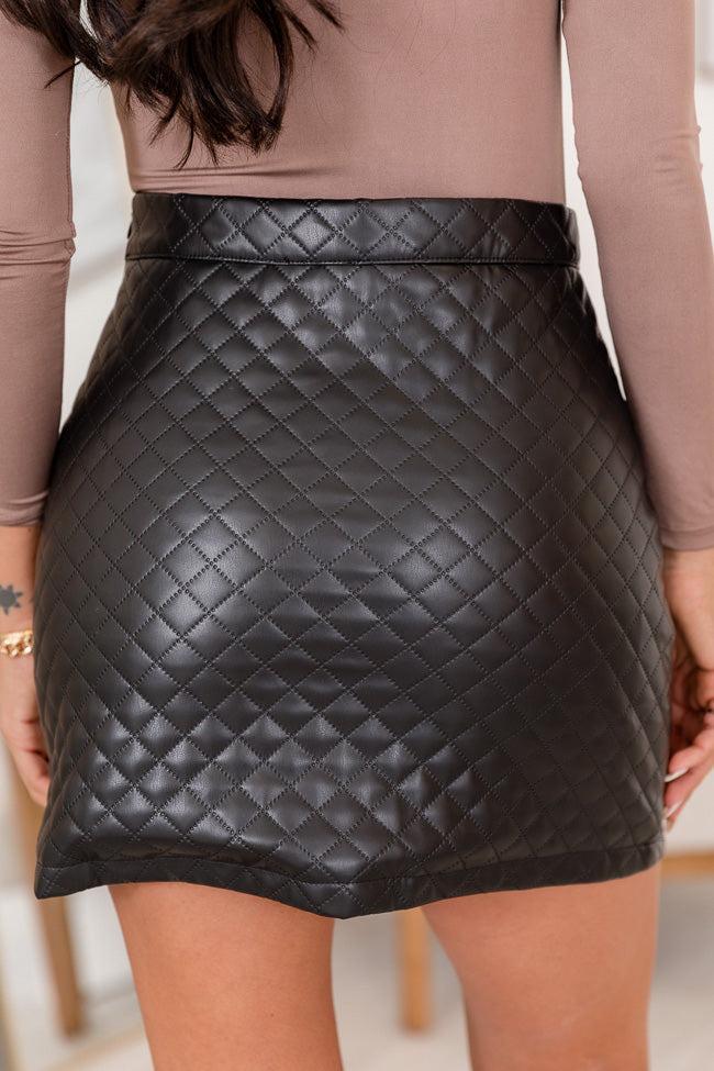 Find You Out Quilted Faux Leather Skirt Black FINAL SALE Product Image