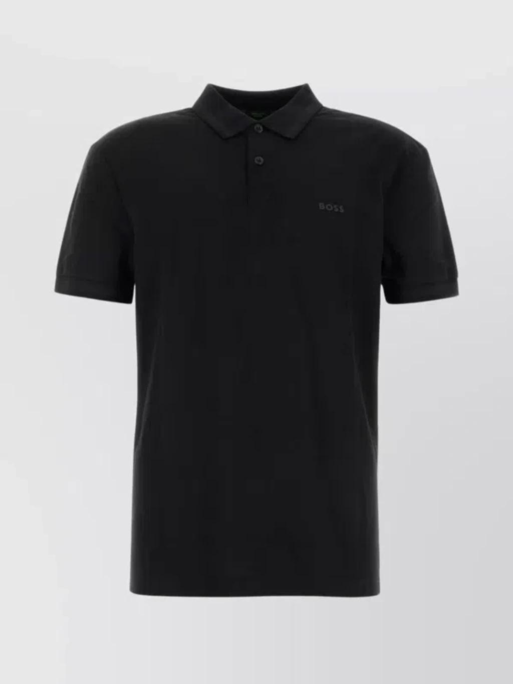 Piquet Polo Shirt Collar Short Sleeves In Black Product Image