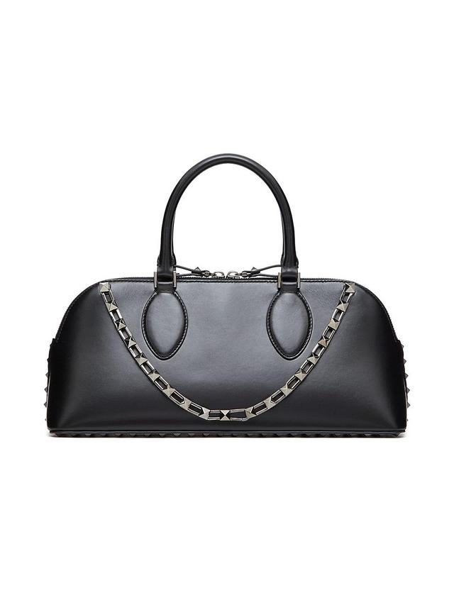 Valentino Garavani Medium Rockstud Leather East/West Duffle Bag Product Image