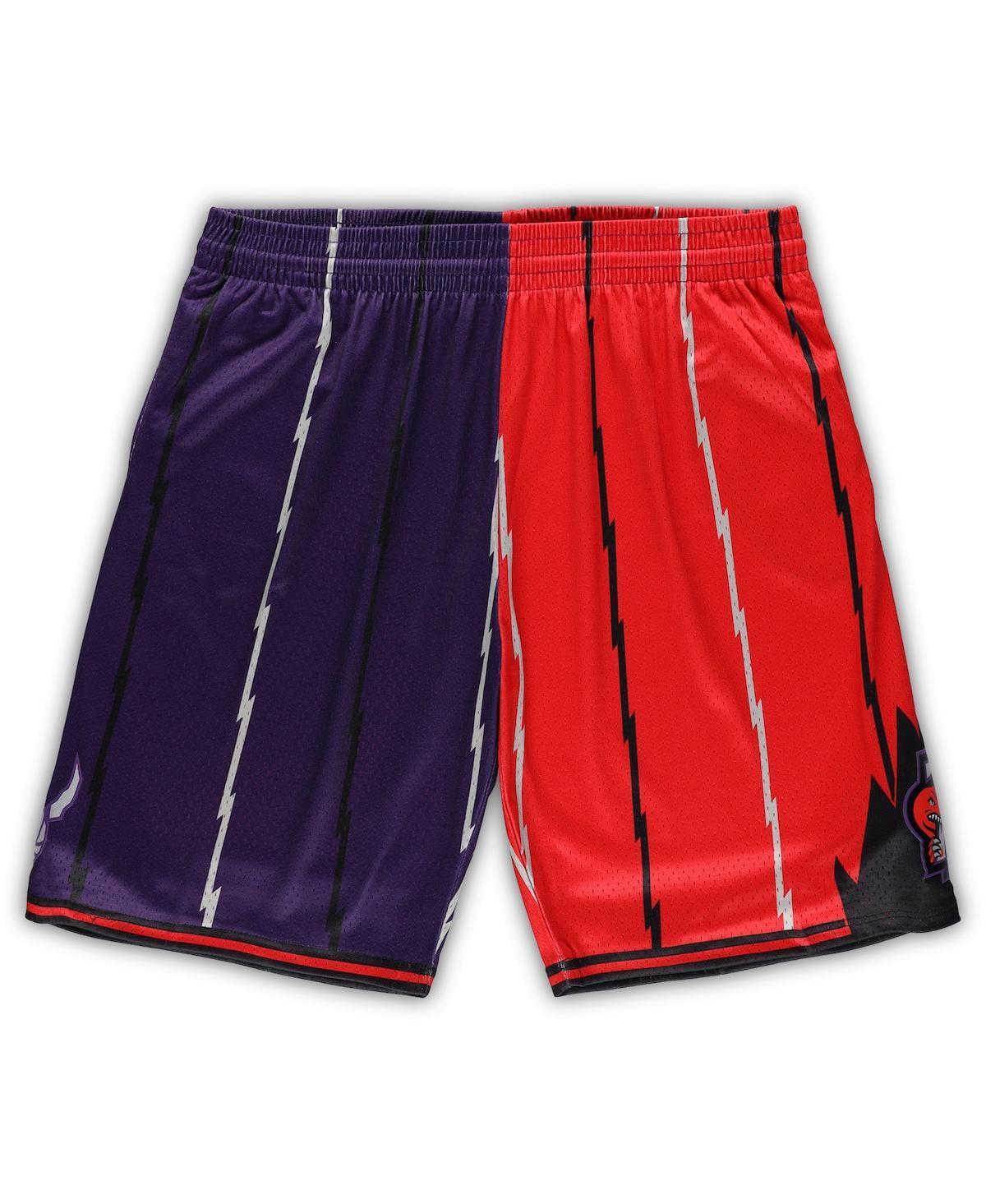 Mens Mitchell & Ness Purple/Red Toronto Raptors Big & Tall Hardwood Classics Split Swingman Shorts Product Image