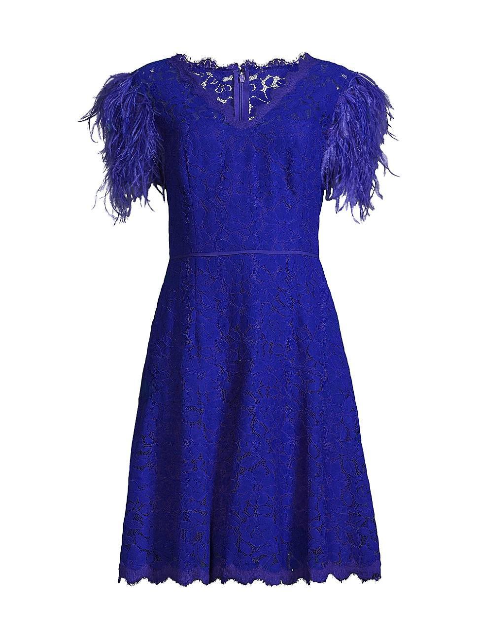 Womens Feathers Lace Minidress Product Image