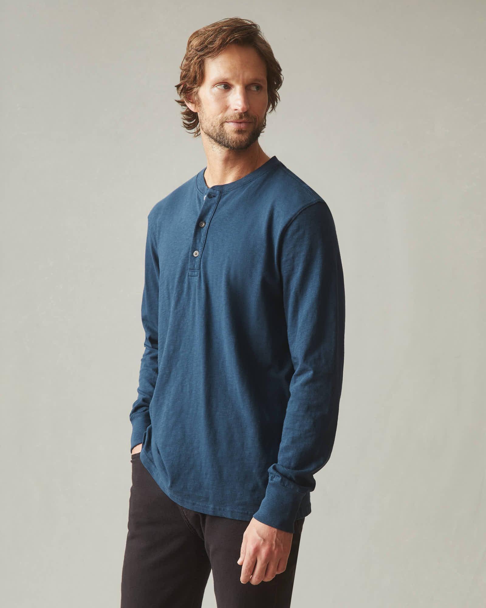 Premium Slub Henley Tee Long Sleeve - Spellbound Male Product Image