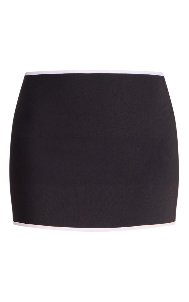 Black Bengaline Contrast Binding Low Rise Mini Skirt Product Image