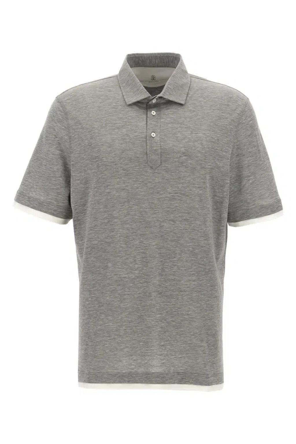 BRUNELLO CUCINELLI Double Hem Polo Shirt In Multicolor Product Image