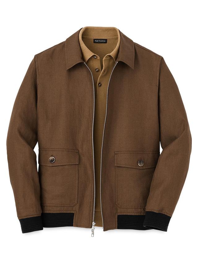 Linen Bomber Jacket - Light Brown Product Image