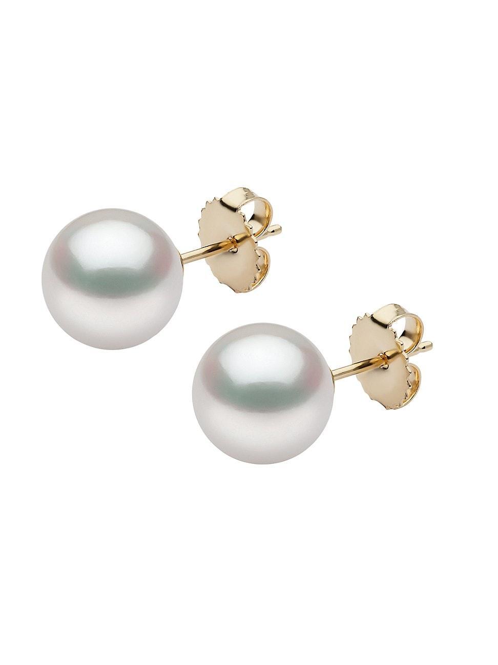 Womens 14K Yellow Gold & 10-11MM White South Sea Pearl Stud Earrings Product Image