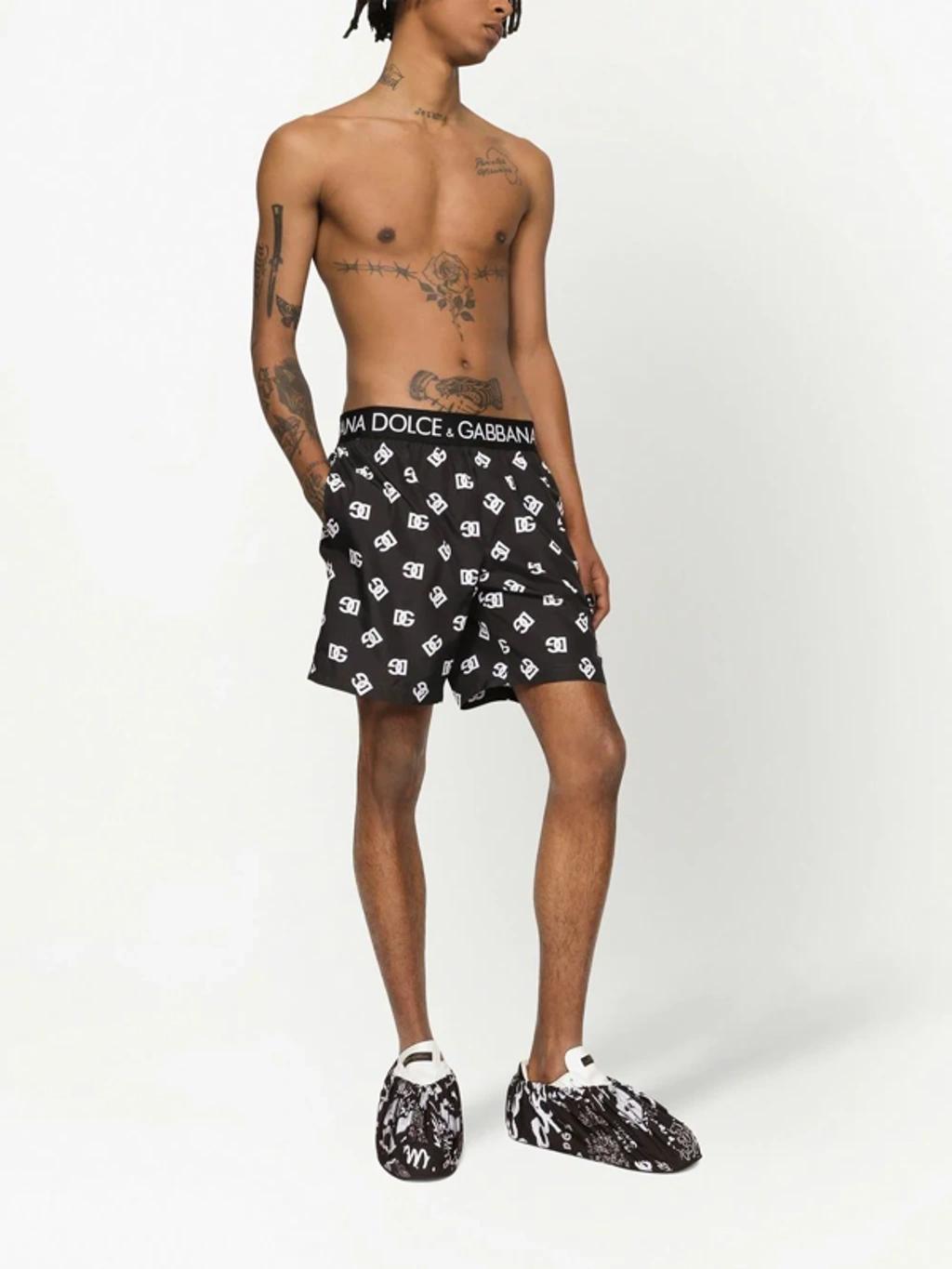 Dg Logo-print Swimming Shorts In Black Product Image