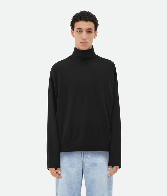 Men's Light Wool Turtleneck in Black Product Image