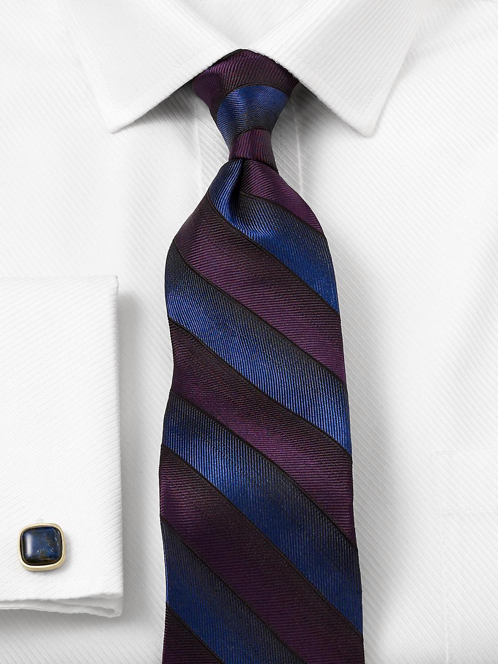 Stripe Woven Silk Tie - Blue/purple Product Image