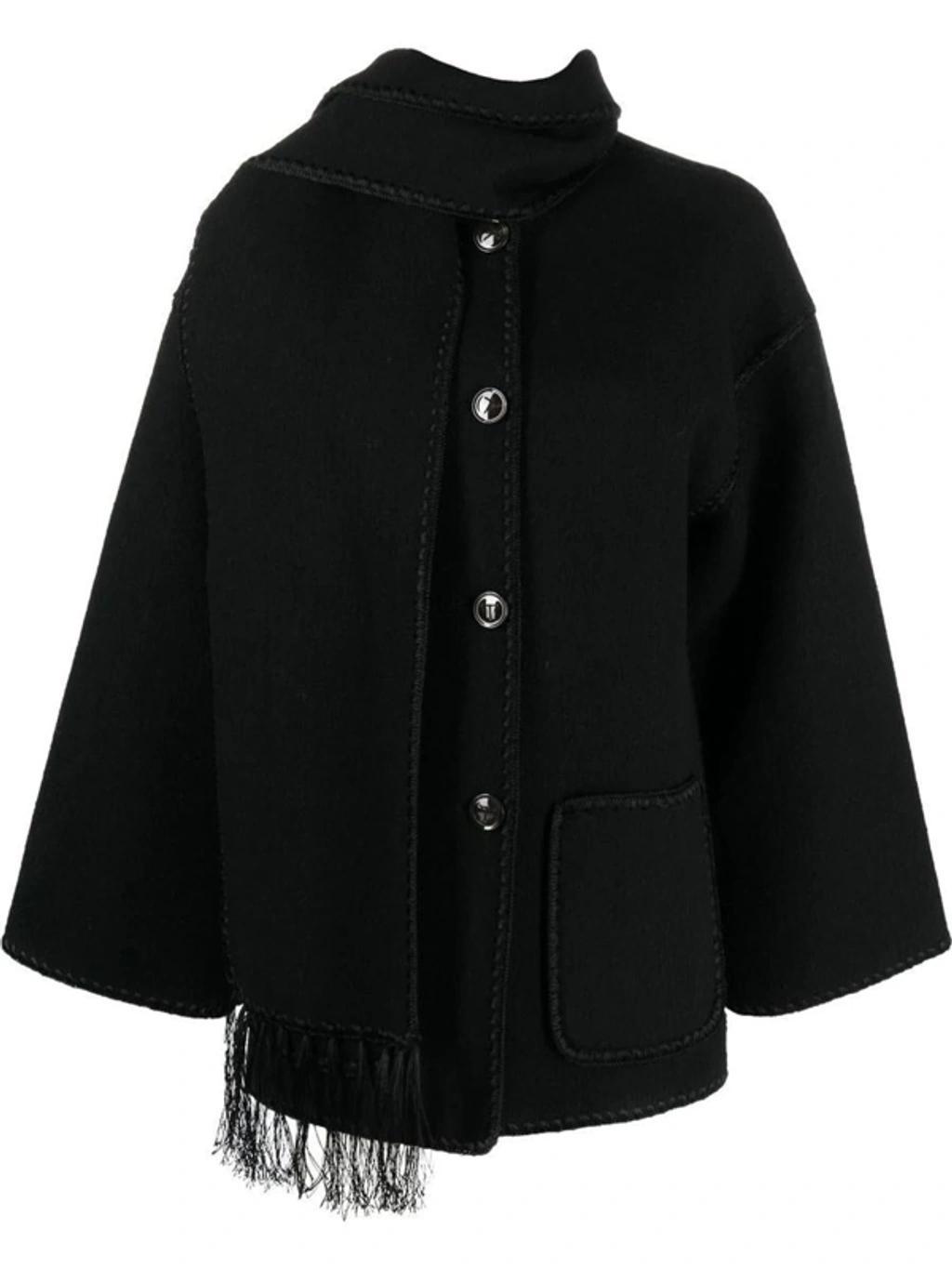 Toteme Embroidered Scarf Jacket In Black Product Image