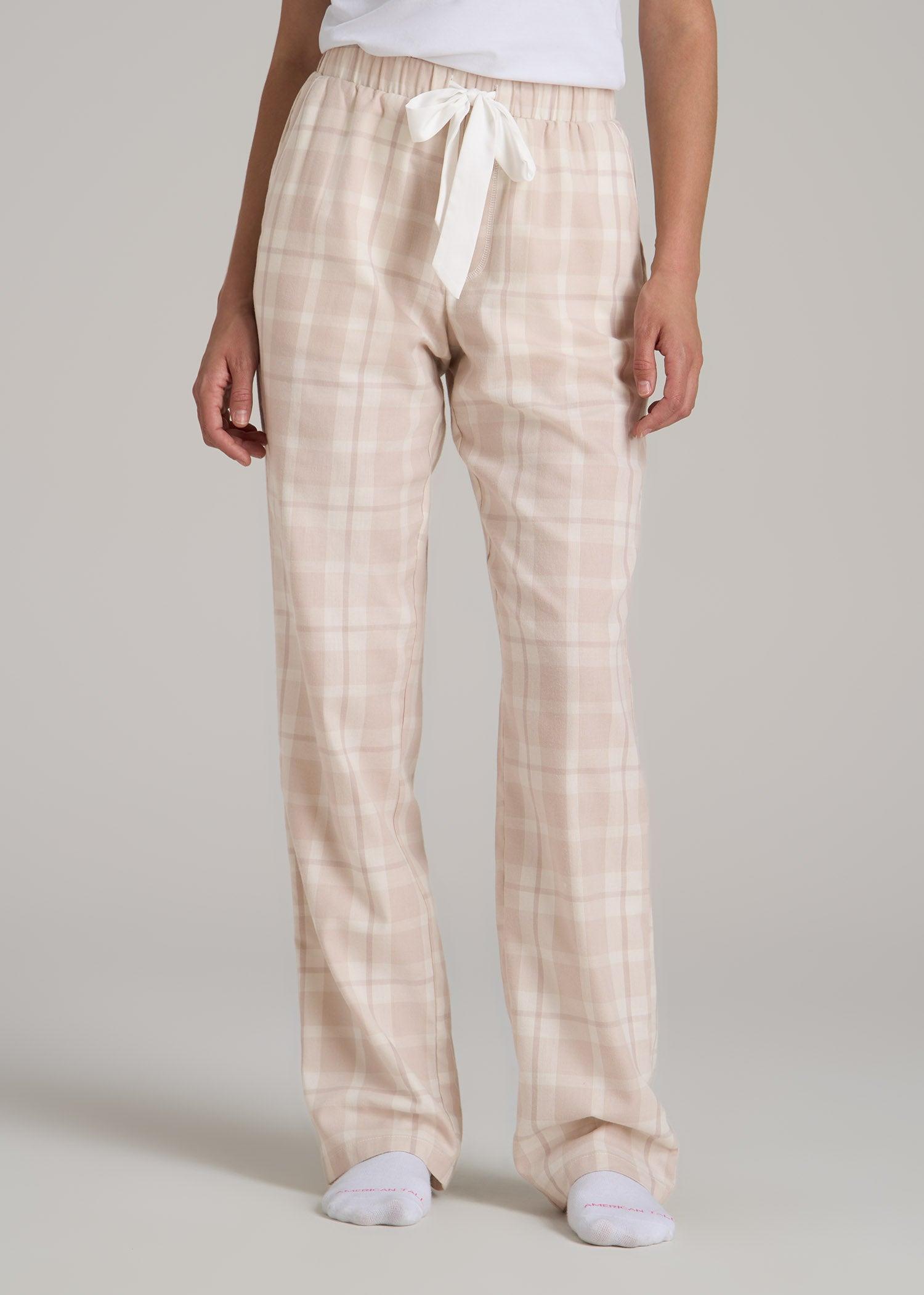 Open-Bottom Flannel Women's Tall Pajama Pants in Sandstorm Plaid Product Image