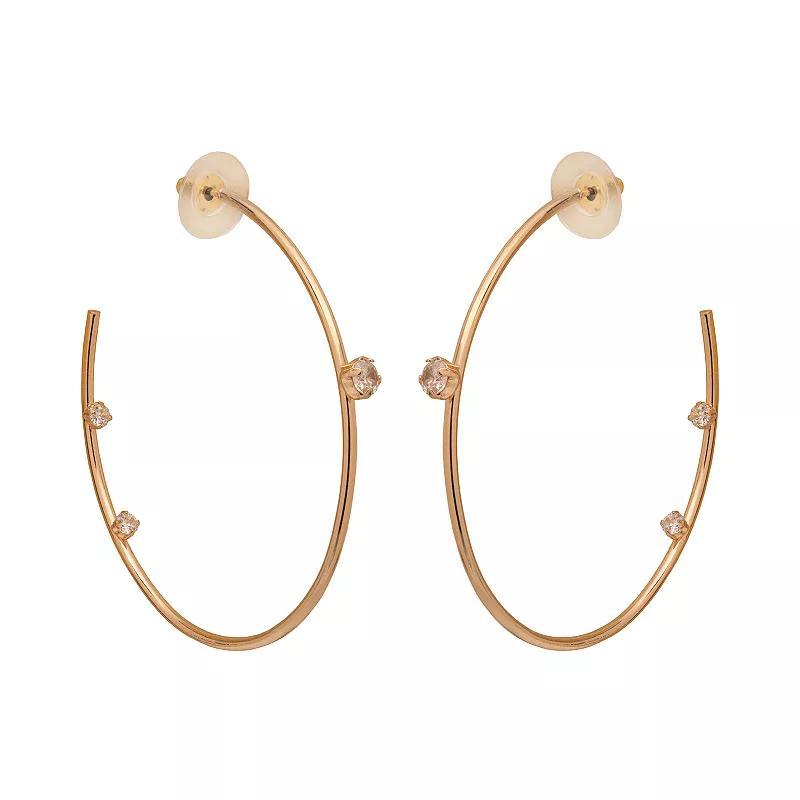 Emberly Gold Tone Crystal Station C-Hoop Earrings, Womens, None Product Image