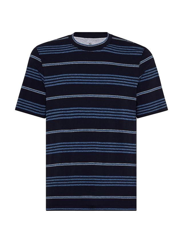 Mens Cotton Multi Stripe Jersey Crew Neck T-Shirt Product Image