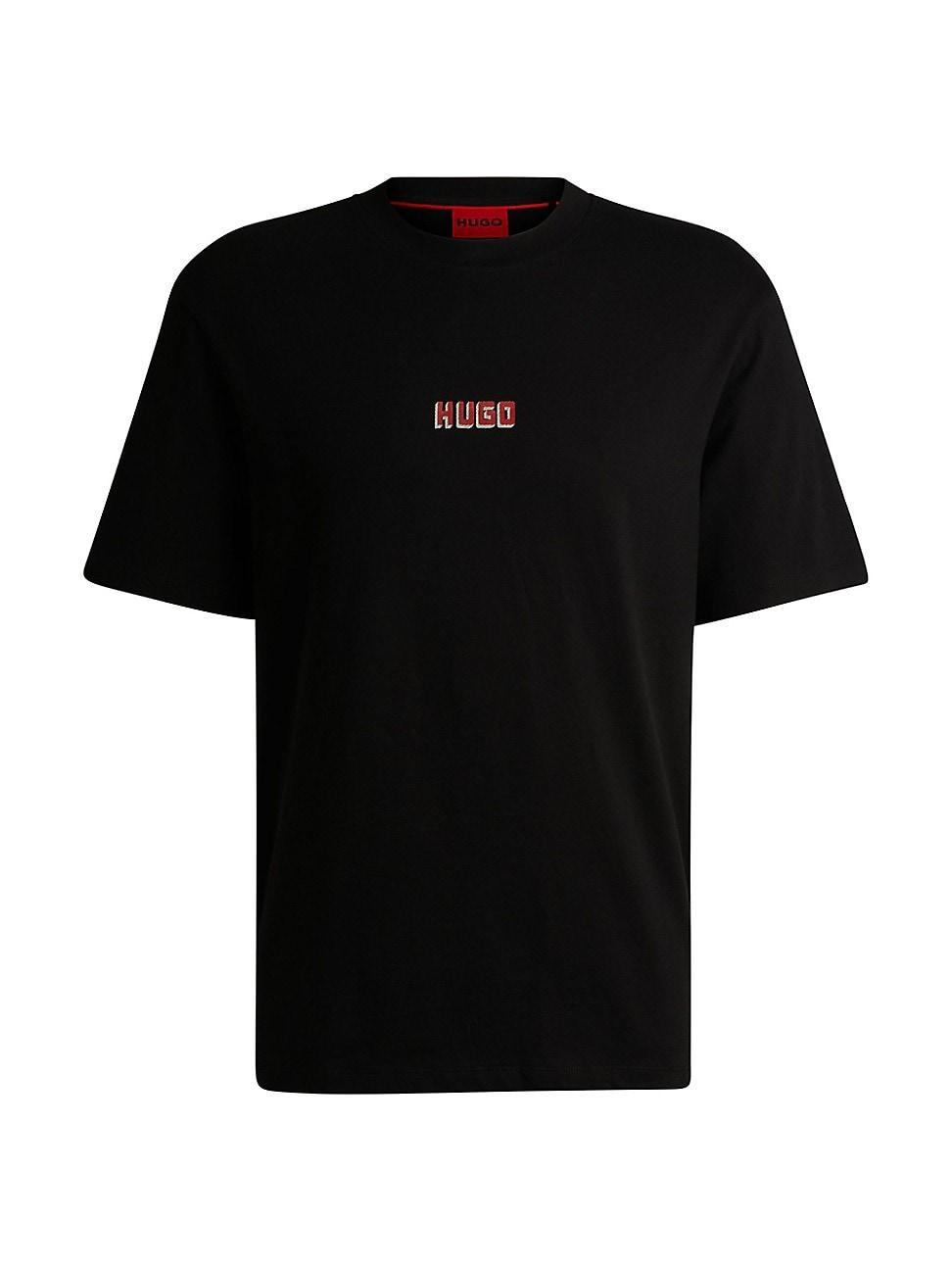 Mens Relaxed-Fit T-Shirt in Cotton with Large Rear Logos Product Image