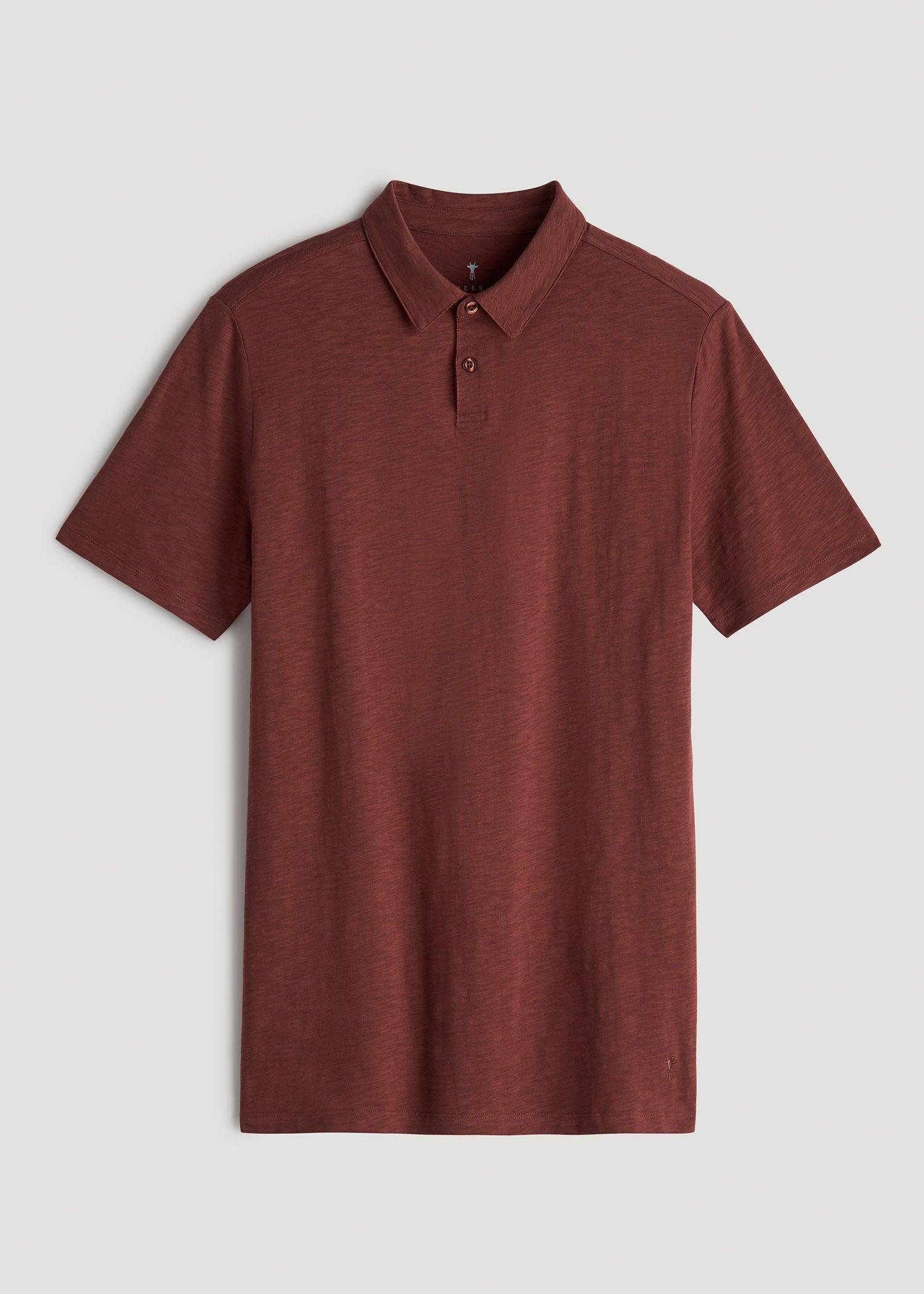 Slub Self Collar Tall Polo Shirt in Intense Rust Male Product Image