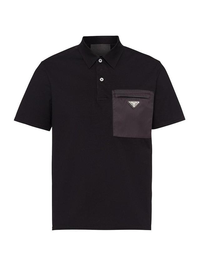 Mens Stretch Cotton Polo Shirt with Nylon Details Product Image