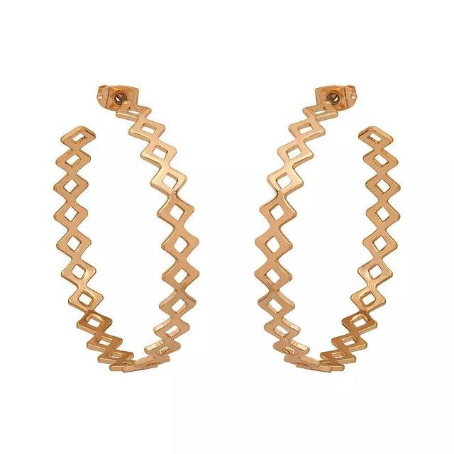 Emberly Gold Tone Diamond Chain Hoop Earrings, Womens, None Product Image