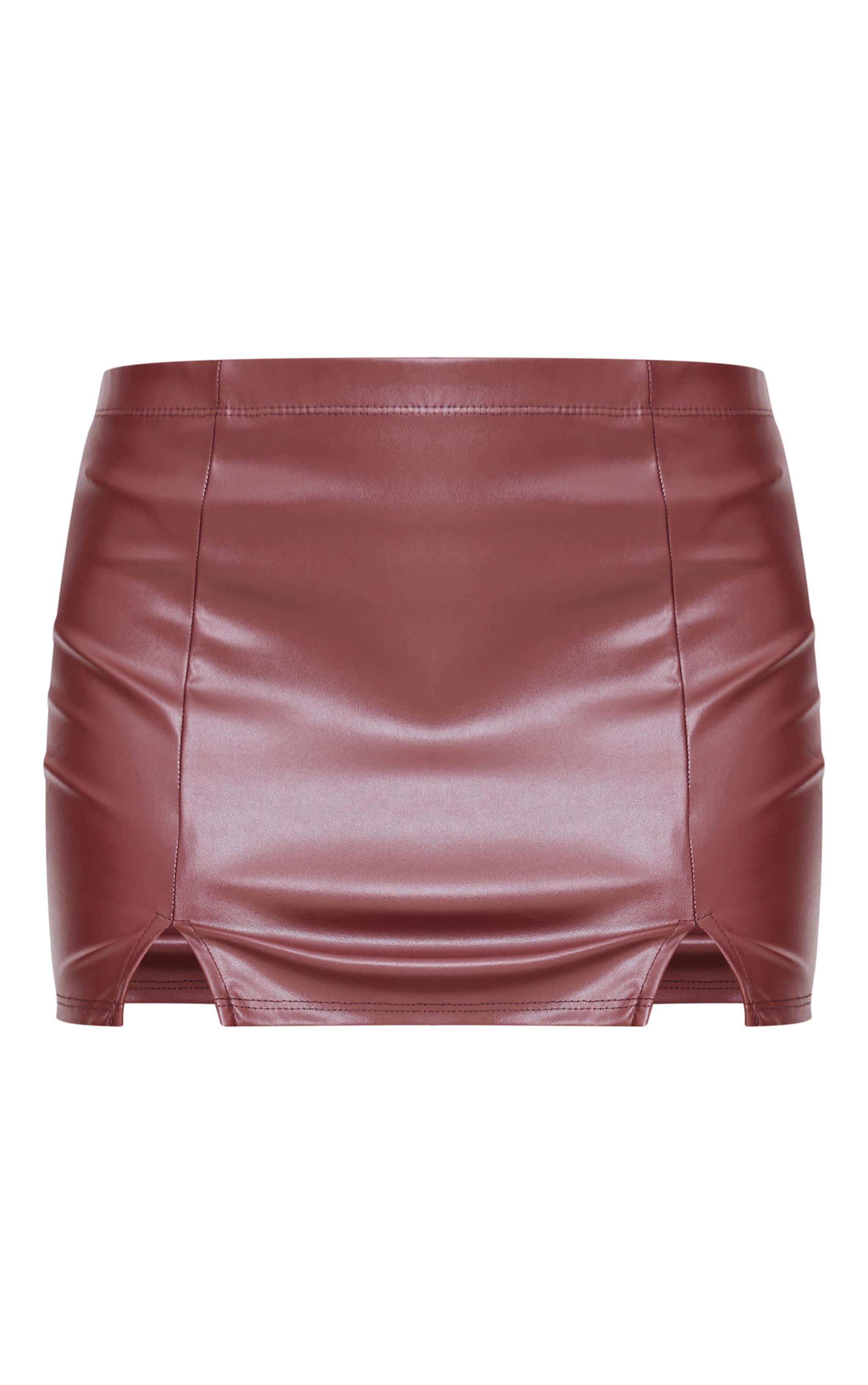 Chocolate Faux Leather Micro Mini Skirt Product Image